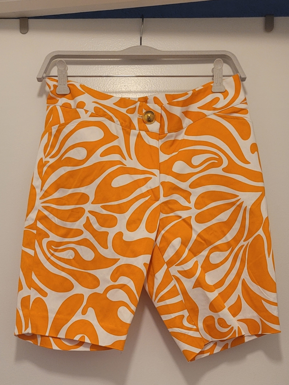 Skirtin Around Orange and White Women’s Bermuda Shorts